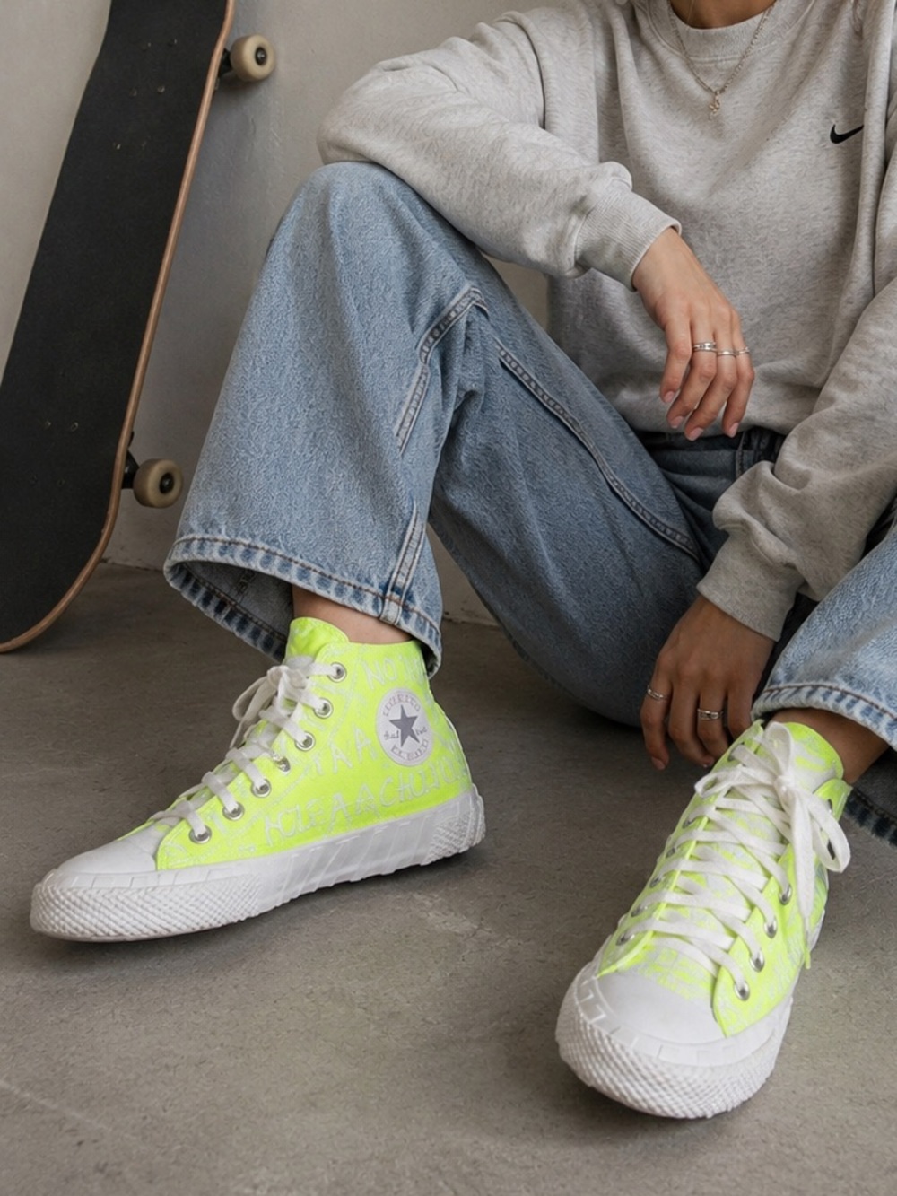 Converse UNT1TL3D Hi “Not A Chuck” Volt Neon Yellow High Top Kids Size 6